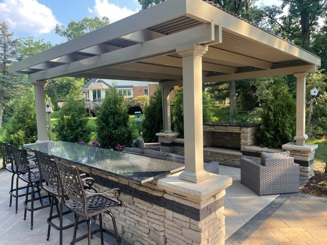 Pergola, Free Standing, Florentine Columns, Sandstone, Outside View, Daytime